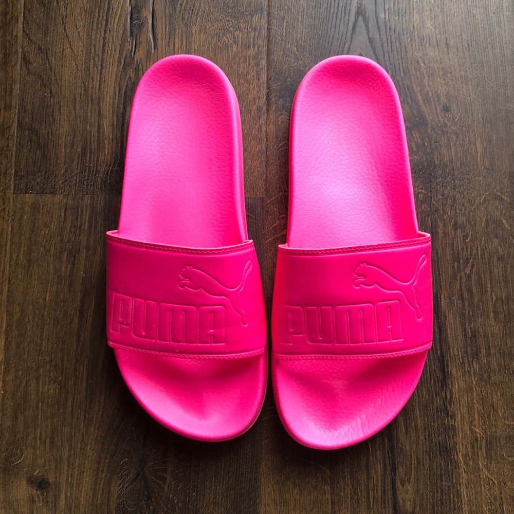 Hot Pink Puma Slides- size 9.5